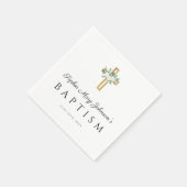 Elegant Religious Cross White Floral Baptisme Servet (Hoek)