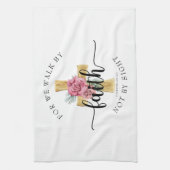 Elegant Religious Floral Cross Theedoek (Verticaal)