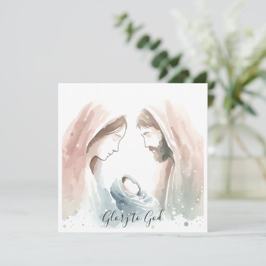 Elegant Religious Glory To God Christian Christmas Feestdagenkaart (Staand voorkant)