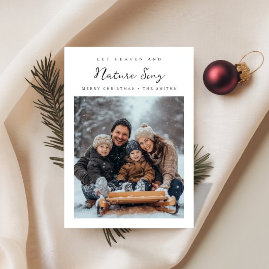Elegant Religious Let heaven & Nature Sing Photo Feestdagenkaart