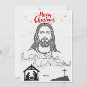 Elegant Religious Nativity Three Photo Family Chri Feestdagenkaart (Achterkant)