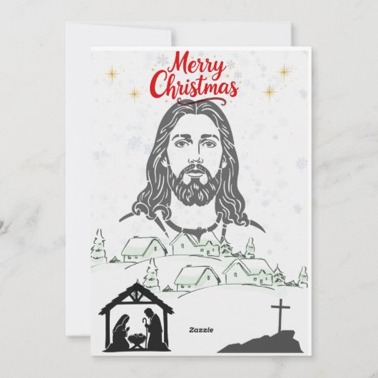 Elegant Religious Nativity Three Photo Family Chri Feestdagenkaart (Achterkant)