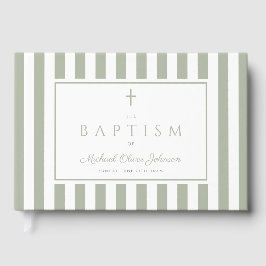 Elegant Religious Sage Green Baptism Gastenboek