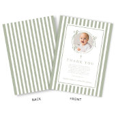 Elegant Religious Sage Green Boy Baptism Bedankkaart
