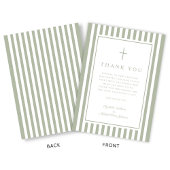 Elegant Religious Sage Green Boy Baptism Bedankkaart