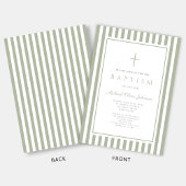 Elegant Religious Sage Green Boy Baptism Kaart