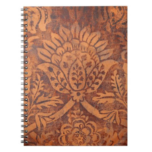 Elegant Renaissance Antiek Leather Damask Notitieboek (Voorkant)