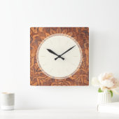 Elegant Renaissance Antiek Leather Damask Vierkante Klok (Huis)