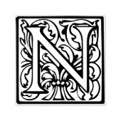 Elegant  Renaissance Letter N Monogram Zelfinktende Stempel (Design)