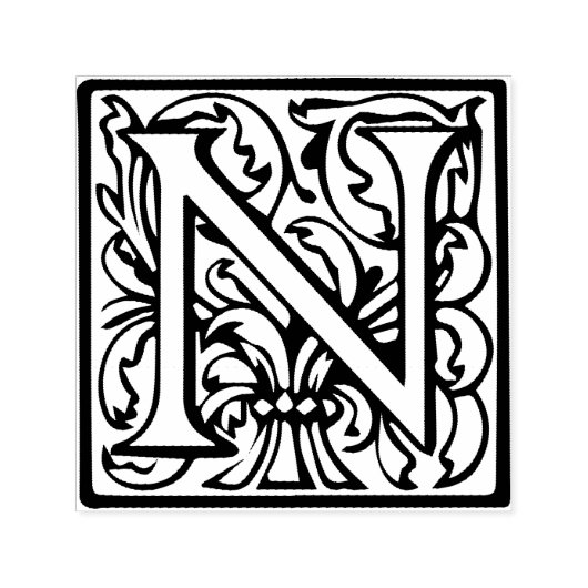 Elegant  Renaissance Letter N Monogram Zelfinktende Stempel (Design)