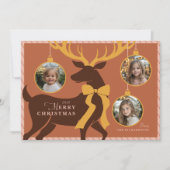 Elegant rendier 3 foto's Kerst Kaart (Voorkant)