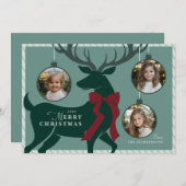 Elegant rendier 3 foto's Kerst Kaart (Voorkant / Achterkant)
