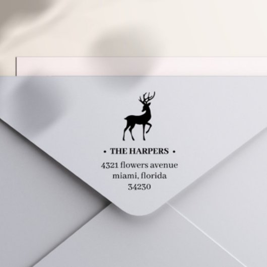 ELEGANT RENDIER ANTLERS VAKANTIE RETOURADRES  ZELFINKTENDE STEMPEL