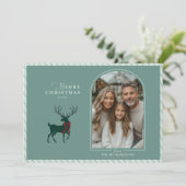 Elegant rendier boog foto kerst Kaart (Staand voorkant)