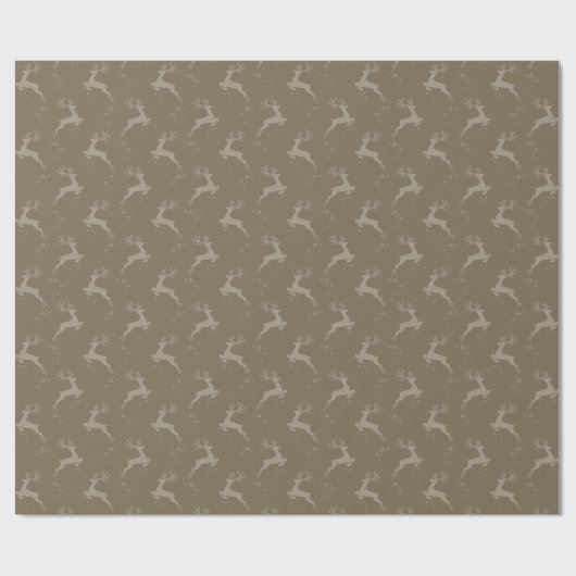 Elegant rendier burlap bruin monotone kerst cadeaupapier (Vlak)