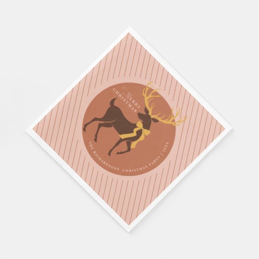 Elegant rendier gepersonaliseerd kerstfeest servet (Hoek)