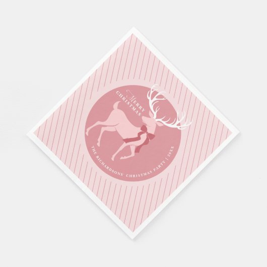 Elegant rendier gepersonaliseerd kerstfeest servet (Hoek)