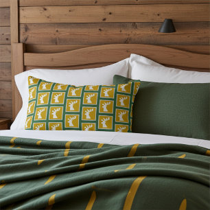 Elegant Rendier Head Patroon Gouden en Groen Kussen