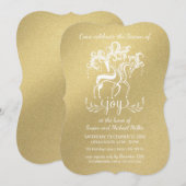 Elegant Rendier Joy Holiday Party Faux-Gold Kaart (Voorkant / Achterkant)