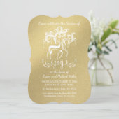 Elegant Rendier Joy Holiday Party Faux-Gold Kaart (Staand voorkant)