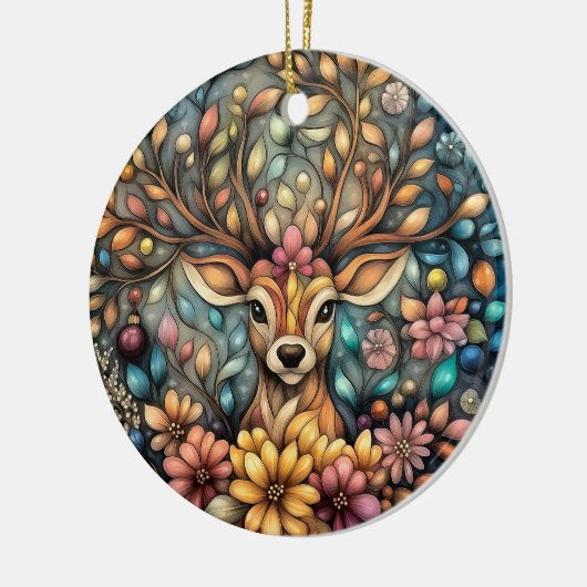 Elegant rendier kerst  keramisch ornament (Links)