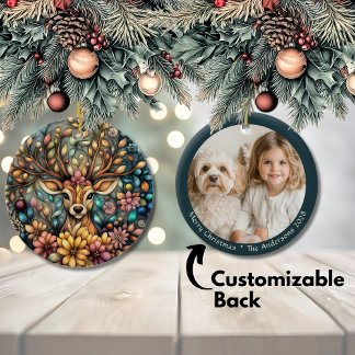 Elegant rendier kerst  keramisch ornament