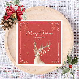 Elegant rendier kerstfeest rood goud servet