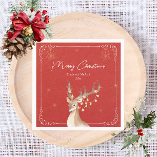 Elegant rendier kerstfeest rood goud servet