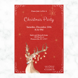 Elegant Rendier Kerstvakantie Rood Kaart