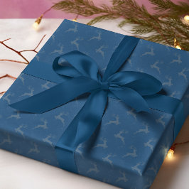 Elegant rendier marine blauw monotone kerst cadeaupapier