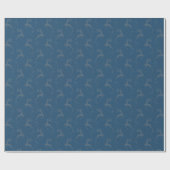 Elegant rendier marine blauw monotone kerst cadeaupapier (Vlak)