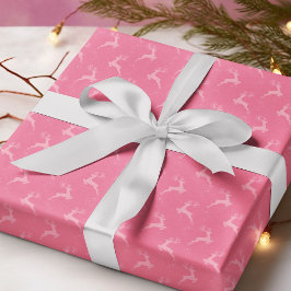 Elegant rendier roze monotone kerst cadeaupapier