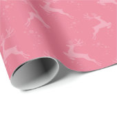 Elegant rendier roze monotone kerst cadeaupapier (Rol Hoek)