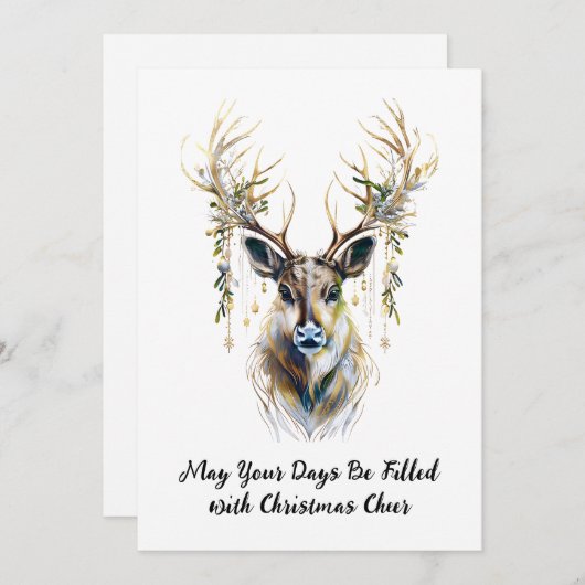 Elegant rendier, uw dagen gevuld met kerst juichen feestdagenkaart (Voorkant / Achterkant)