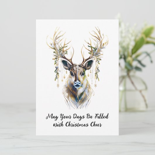 Elegant rendier, uw dagen gevuld met kerst juichen feestdagenkaart (Staand voorkant)