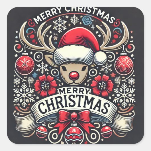 Elegant rendier vrolijke kerst Stickers (Voorkant)