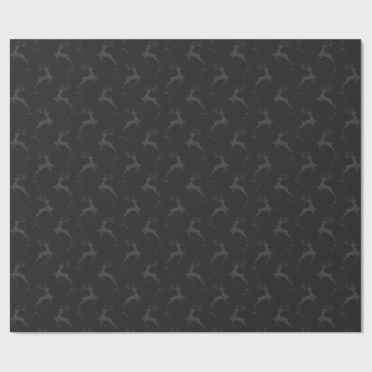 Elegant rendier zwart monotone kerst cadeaupapier (Vlak)