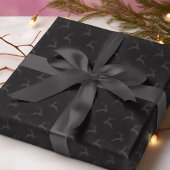 Elegant rendier zwart monotone kerst cadeaupapier