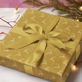 Elegant rendiergoud monotone kerst cadeaupapier