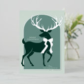 Elegant rendierzilver folie feestdagenkaart (Staand Voorkant)