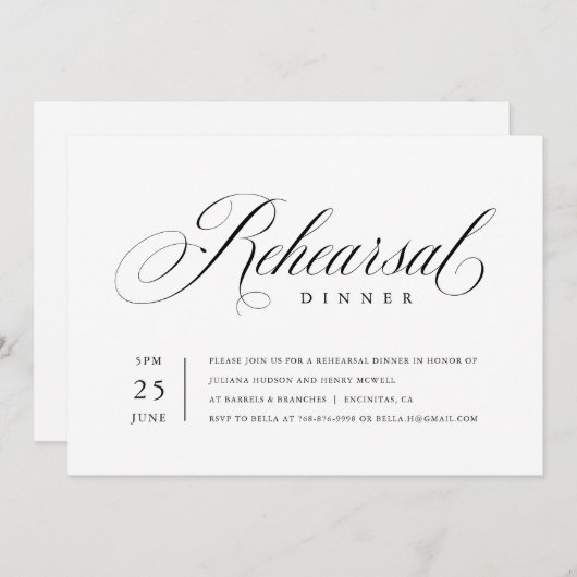 Elegant repesal Dinner Classic Script Kaart (Voorkant / Achterkant)
