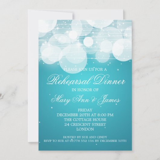 Elegant repesal Dinner Glow & Sparkle Turquoise Kaart (Voorkant)