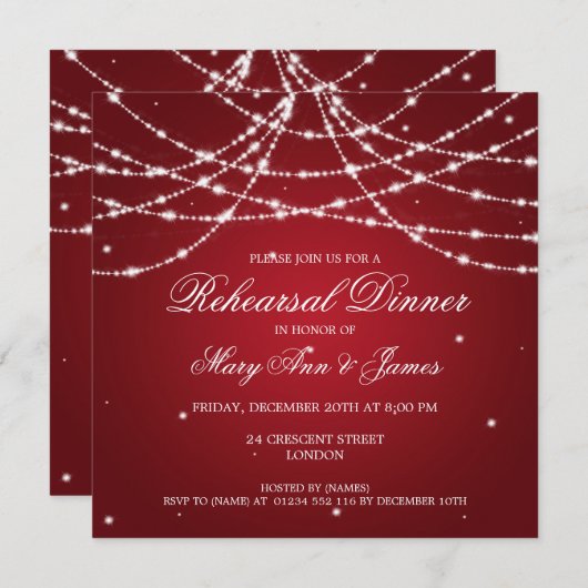 Elegant repesal Dinner Sparging String Red Kaart (Voorkant / Achterkant)