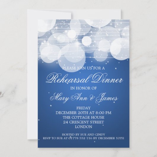 Elegant repesial Dinner Glow & Sparkle Blue Kaart (Voorkant)