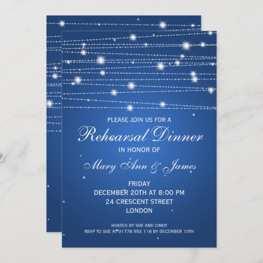 Elegant repetial Dinner Sparging Lines Sapphire Kaart (Voorkant / Achterkant)