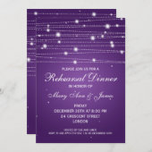 Elegant repetial Dinner Sparking Lines Paars Kaart (Voorkant / Achterkant)