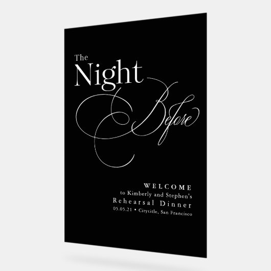 Elegant repetitie diner zwart welkom acryl bord (Hoek)