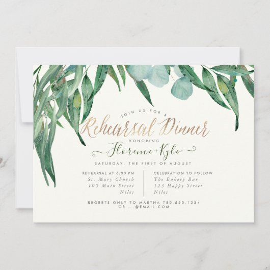 Elegant repetitiediner Eucalyptus Greenery Kaart (Voorkant)