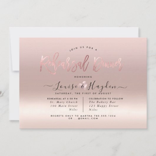 Elegant repetitiediner, Roos Gold Gradient Kaart (Voorkant)