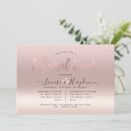 Elegant repetitiediner, Roos Gold Gradient Kaart (Staand voorkant)